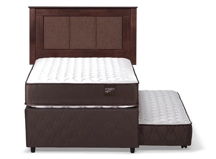 JUEGO DE DORMITORIO ROSEN CAMA DIVAN ERGO T 1.5 PLAZAS CAFÉ + RESPALDO RACHEL - 2