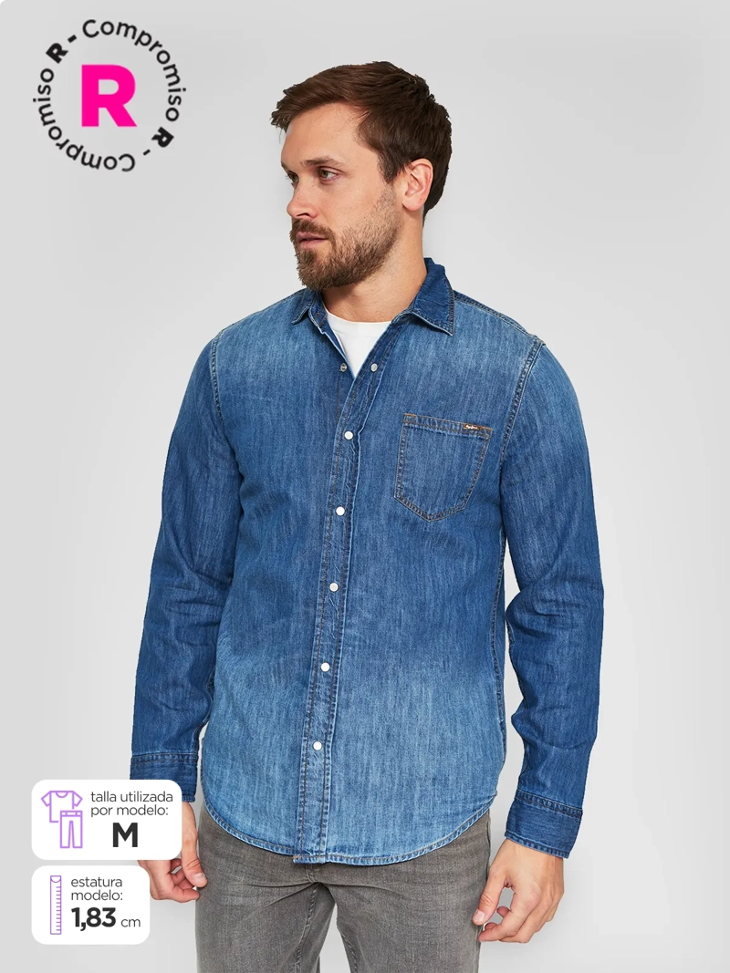 CAMISA MANGA LARGA ALGODÓN HOMBRE PEPE JEANS DENIM - 1