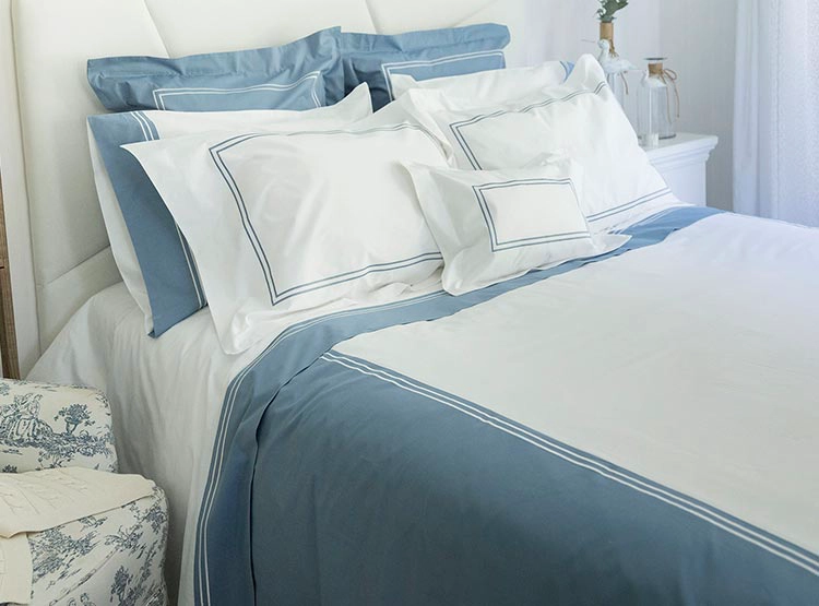 CUBREPLUMON NINA HERRERA 1.5 PLAZAS ALGODÓN BICOLOR DENIM BORDADO 200H - 4
