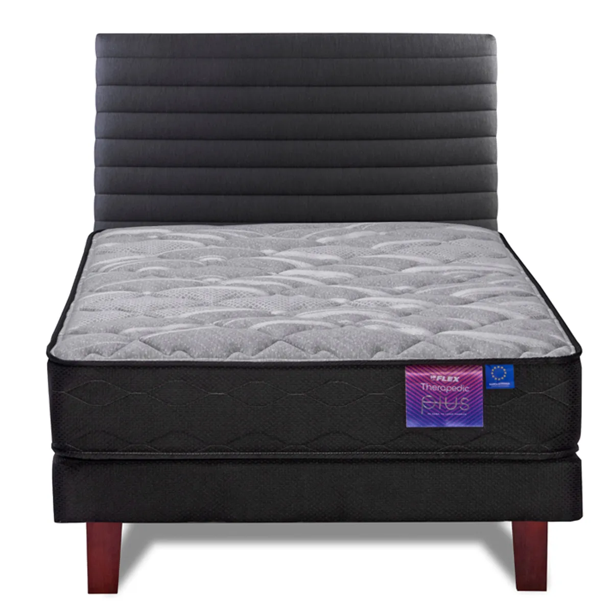 JUEGO DE DORMITORIO FLEX CAMA EUROPEA THERAPEDIC PLUS BOX 1 PLAZA + RESPALDO MODERN GRAFITO - 2