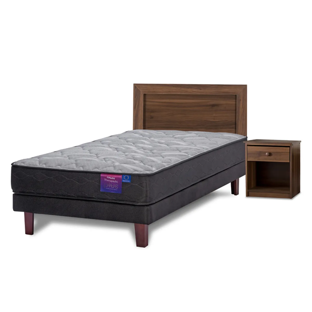 JUEGO DE DORMITORIO FLEX CAMA EUROPEA THERAPEDIC PLUS BOX 1.5 PLAZAS + SET ASTURIA - 1