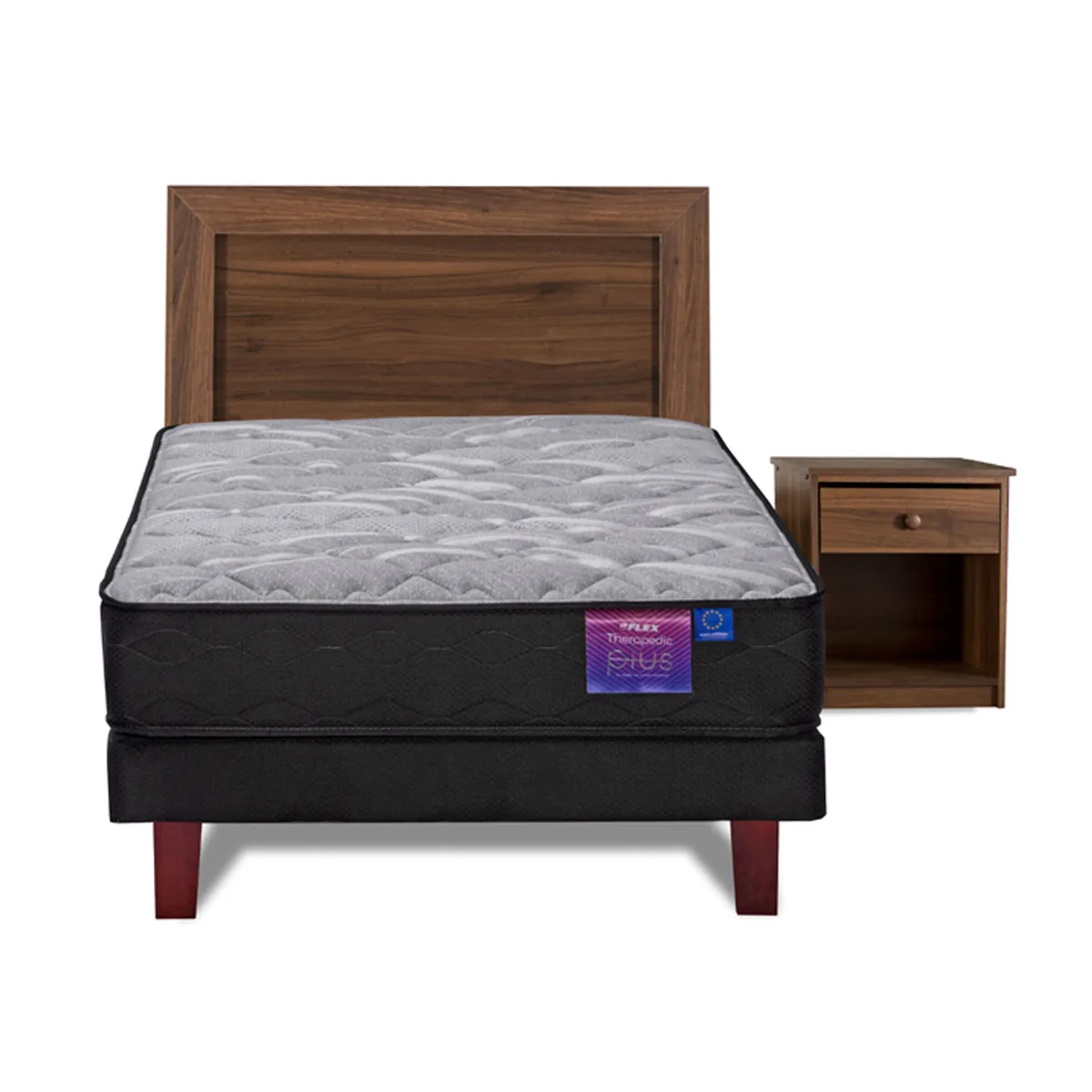 JUEGO DE DORMITORIO FLEX CAMA EUROPEA THERAPEDIC PLUS BOX 1.5 PLAZAS + SET ASTURIA - 2