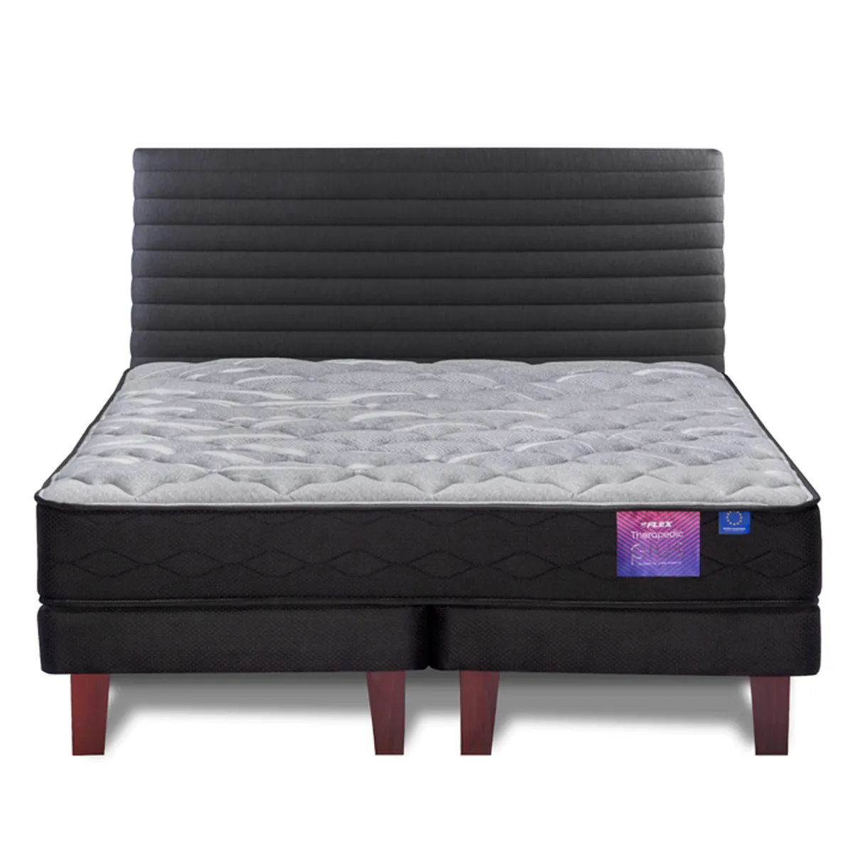 JUEGO DE DORMITORIO FLEX CAMA EUROPEA THERAPEDIC PLUS BOX 2 PLAZAS + SET RESPALDO MODERN GRAFITO - 2
