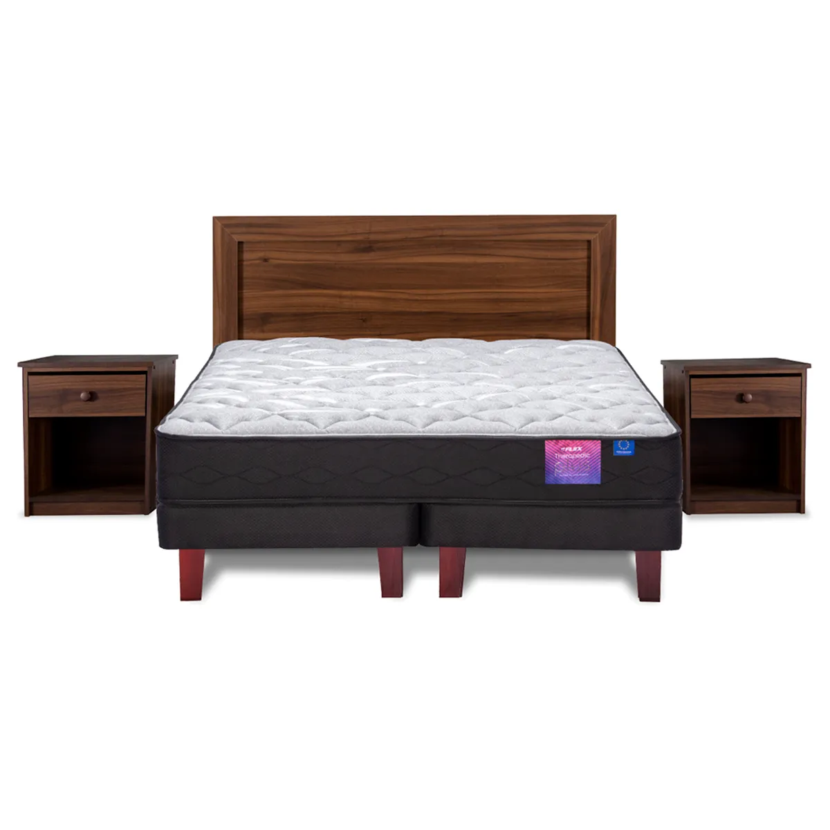 JUEGO DE DORMITORIO FLEX CAMA EUROPEA THERAPEDIC PLUS BOX 2 PLAZAS + SET ASTURIAS - 2