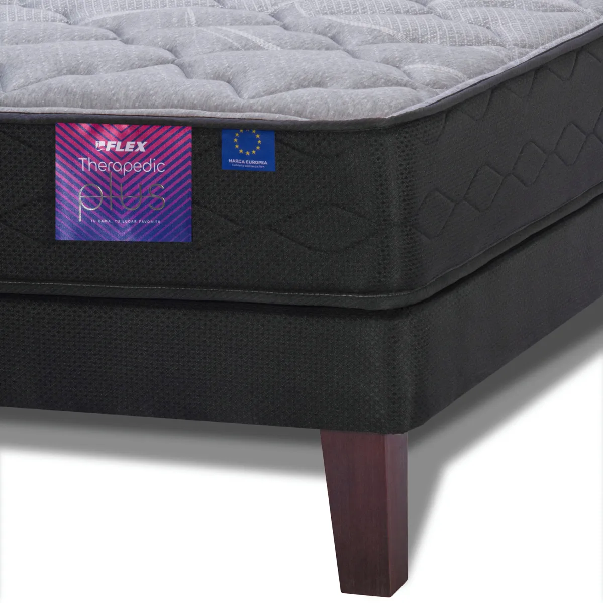 JUEGO DE DORMITORIO FLEX CAMA EUROPEA THERAPEDIC PLUS BOX 2 PLAZAS + SET ASTURIAS - 3