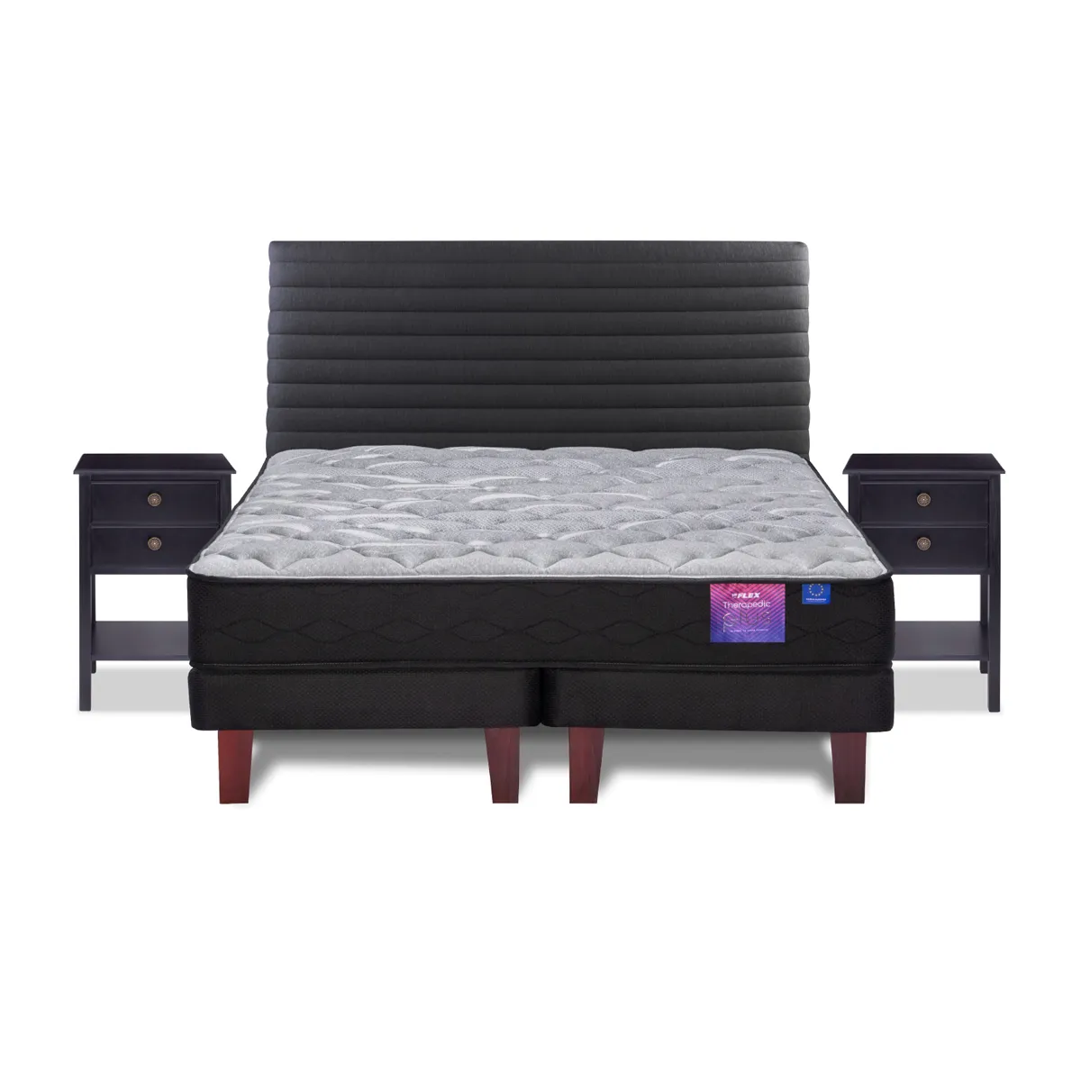 JUEGO DE DORMITORIO FLEX CAMA EUROPEA THERAPEDIC PLUS KING + RESPALDO MODERN + VELADOR ROVER - 2