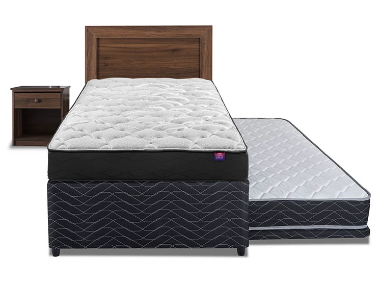 JUEGO DE DORMITORIO FLEX CAMA DIVAN THERAPEDIC PLUS BOX 1.5 PLAZAS NEGRO + SET ASTURIAS - 1
