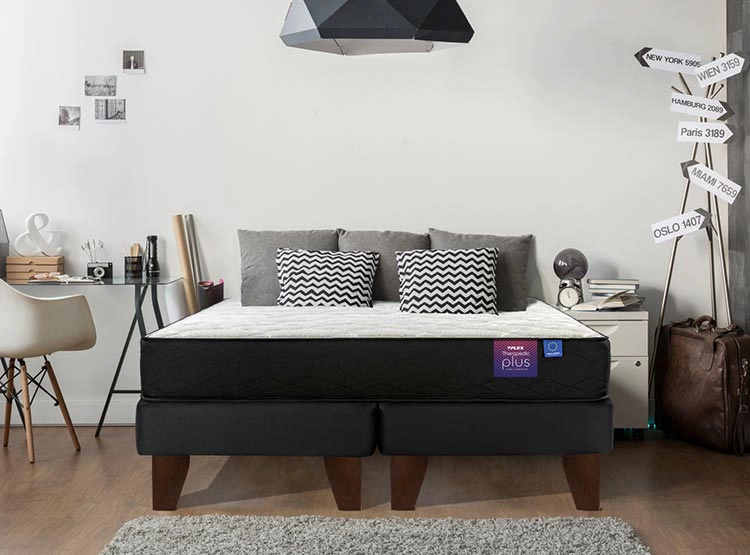 JUEGO DE DORMITORIO FLEX CAMA DIVAN THERAPEDIC PLUS BOX 1.5 PLAZAS NEGRO + SET ASTURIAS - 6