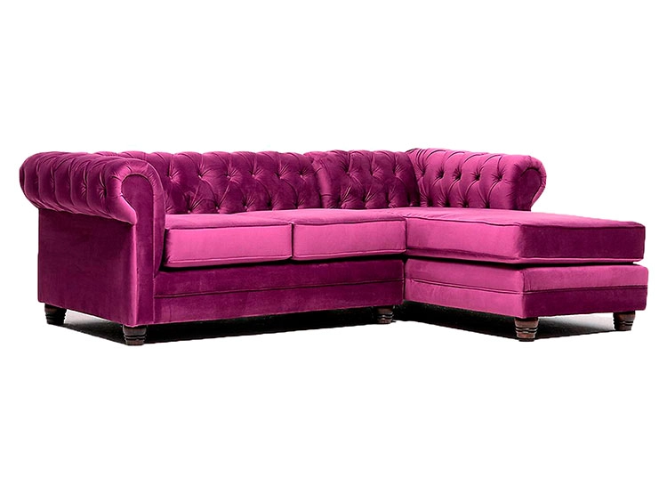 SOFÁ SECCIONAL BARRA DESIGN CHESTERFIELD DERECHO 3 CUERPOS FELPA - 1