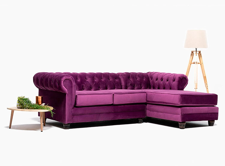 SOFÁ SECCIONAL BARRA DESIGN CHESTERFIELD DERECHO 3 CUERPOS FELPA - 3