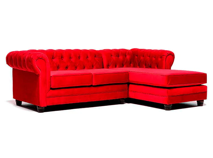 SOFÁ SECCIONAL BARRA DESIGN CHESTERFIELD DERECHO 3 CUERPOS FELPA