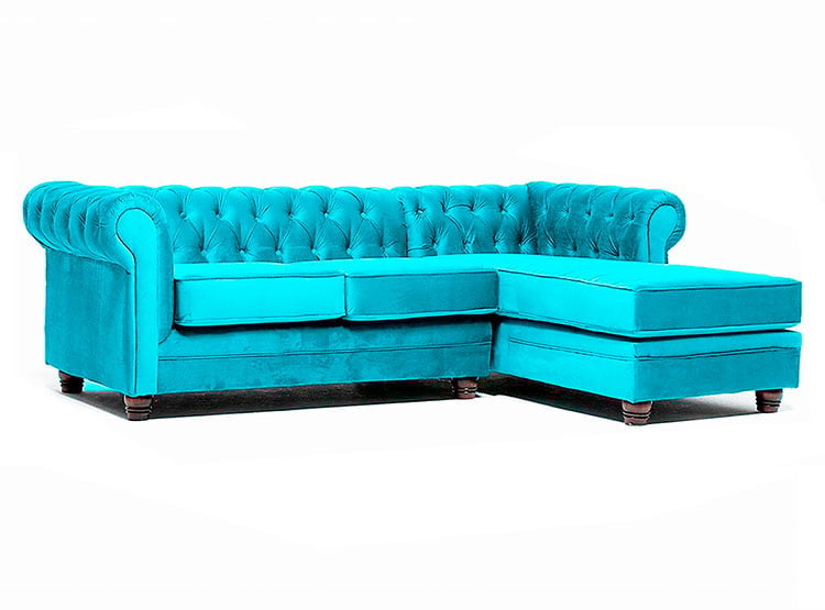 SOFÁ SECCIONAL BARRA DESIGN CHESTERFIELD DERECHO 3 CUERPOS FELPA - 1