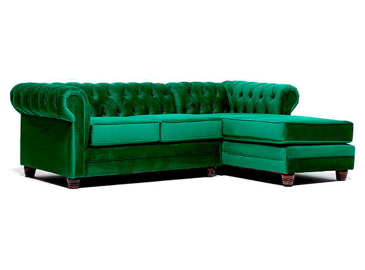 SOFÁ SECCIONAL BARRA DESIGN CHESTERFIELD DERECHO 3 CUERPOS FELPA - 1