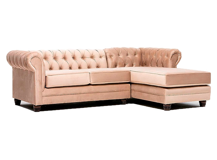 SOFÁ SECCIONAL BARRA DESIGN CHESTERFIELD DERECHO 3 CUERPOS FELPA