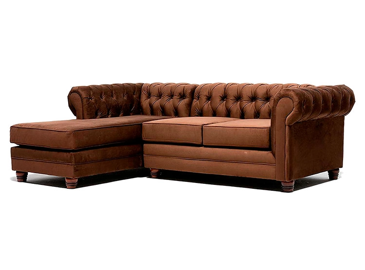 SOFÁ SECCIONAL BARRA DESIGN CHESTERFIELD IZQUIERDO 3 CUERPOS FELPA - 1