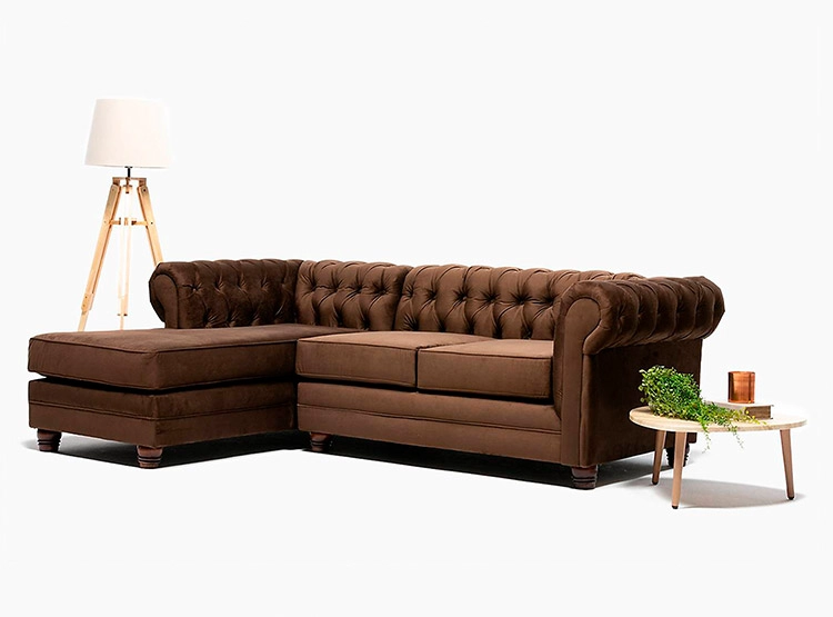SOFÁ SECCIONAL BARRA DESIGN CHESTERFIELD IZQUIERDO 3 CUERPOS FELPA - 5