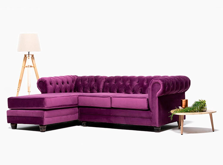 SOFÁ SECCIONAL BARRA DESIGN CHESTERFIELD IZQUIERDO 3 CUERPOS FELPA - 5