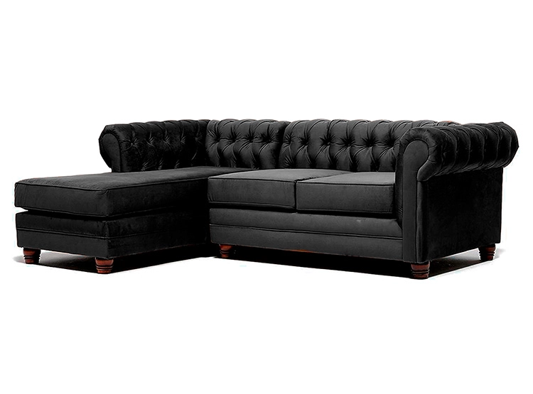 SOFÁ SECCIONAL BARRA DESIGN CHESTERFIELD IZQUIERDO 3 CUERPOS FELPA - 1