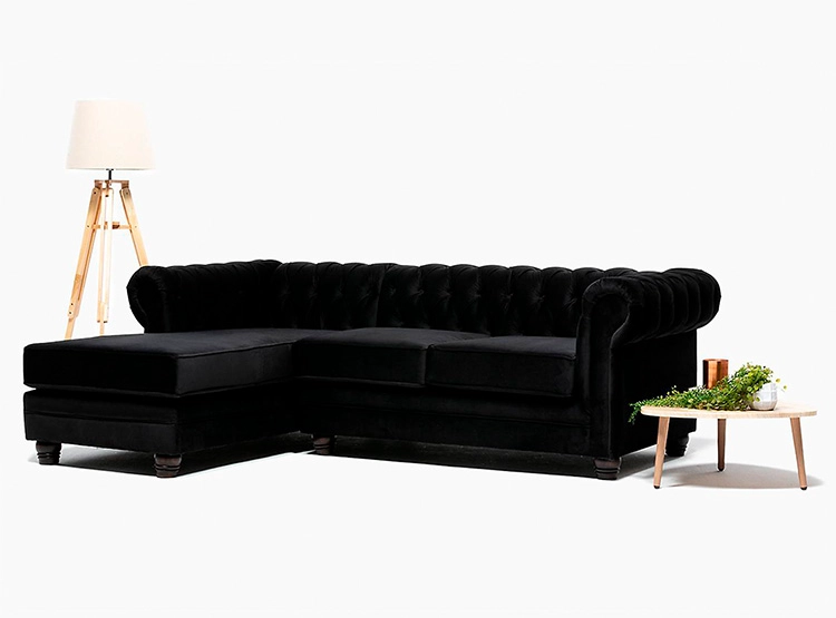 SOFÁ SECCIONAL BARRA DESIGN CHESTERFIELD IZQUIERDO 3 CUERPOS FELPA - 5