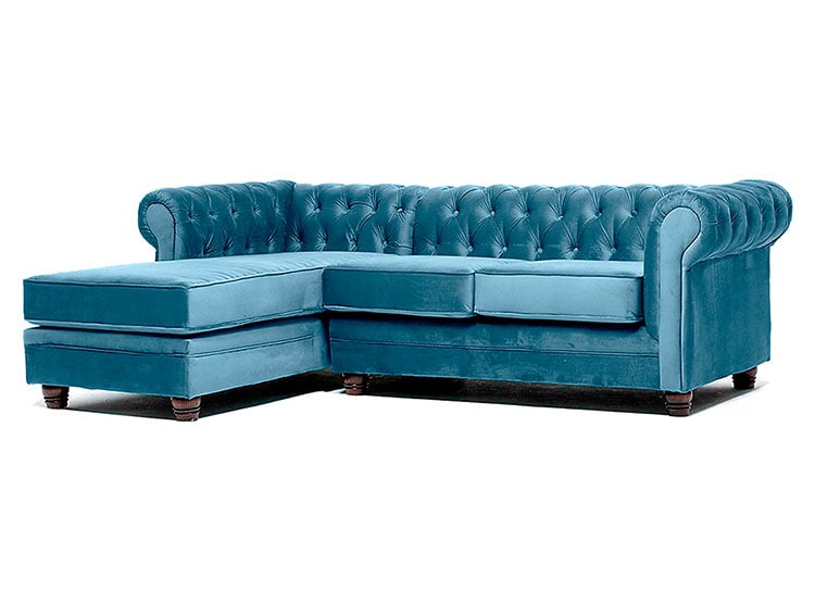 SOFÁ SECCIONAL BARRA DESIGN CHESTERFIELD IZQUIERDO 3 CUERPOS FELPA