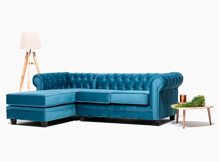 SOFÁ SECCIONAL BARRA DESIGN CHESTERFIELD IZQUIERDO 3 CUERPOS FELPA - 4