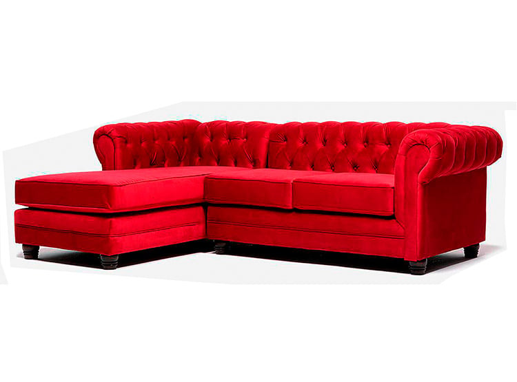 SOFÁ SECCIONAL BARRA DESIGN CHESTERFIELD IZQUIERDO 3 CUERPOS FELPA - 1