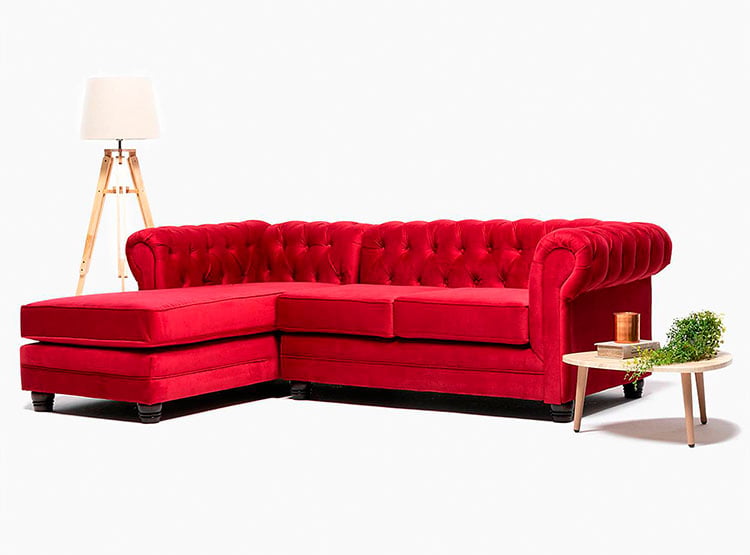 SOFÁ SECCIONAL BARRA DESIGN CHESTERFIELD IZQUIERDO 3 CUERPOS FELPA - 5