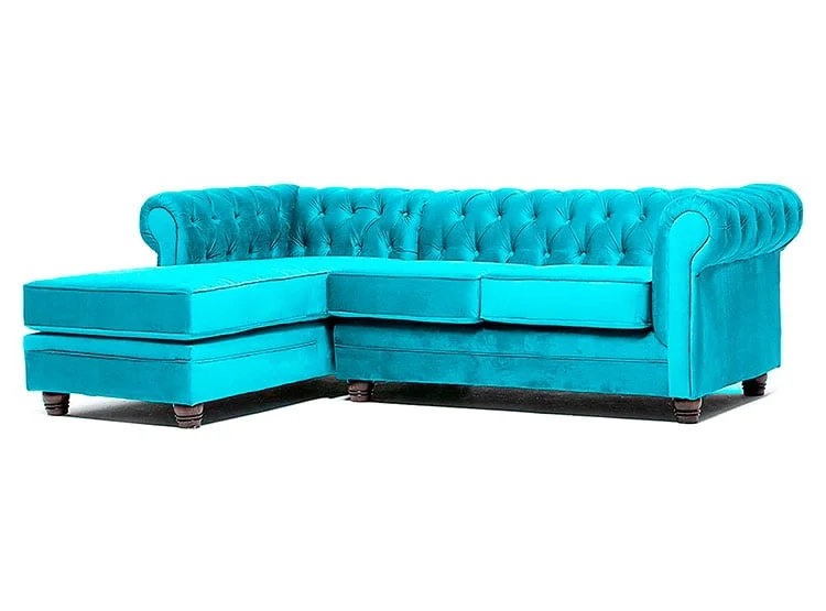 SOFÁ SECCIONAL BARRA DESIGN CHESTERFIELD IZQUIERDO 3 CUERPOS FELPA - 1
