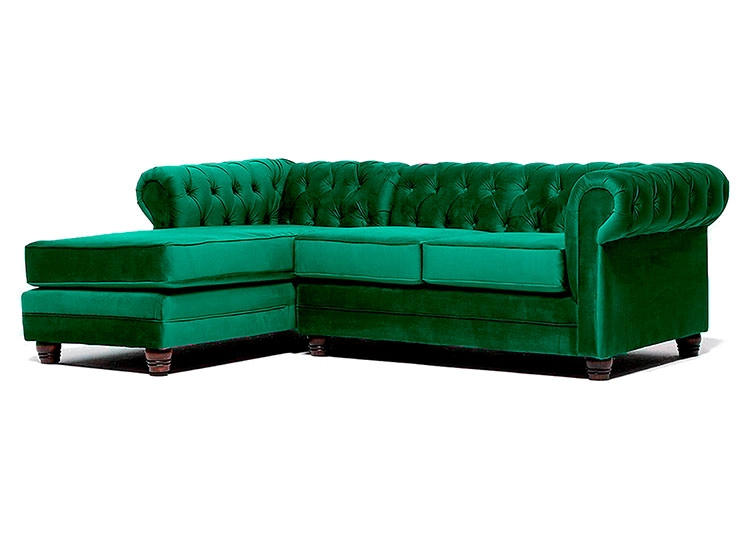 SOFÁ SECCIONAL BARRA DESIGN CHESTERFIELD IZQUIERDO 3 CUERPOS FELPA - 1