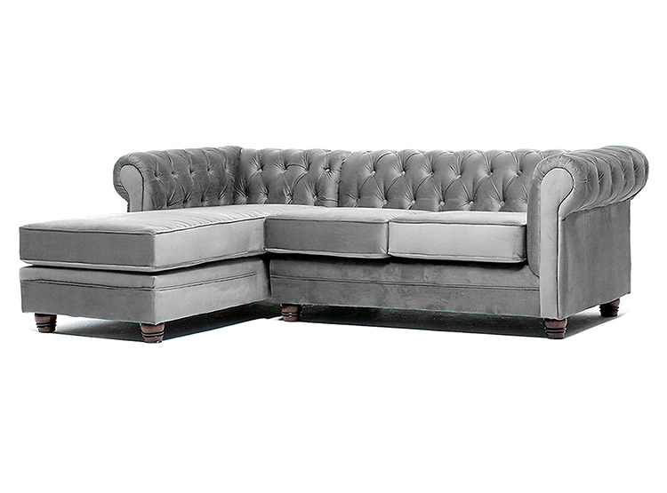 SOFÁ SECCIONAL BARRA DESIGN CHESTERFIELD IZQUIERDO 3 CUERPOS FELPA - 1