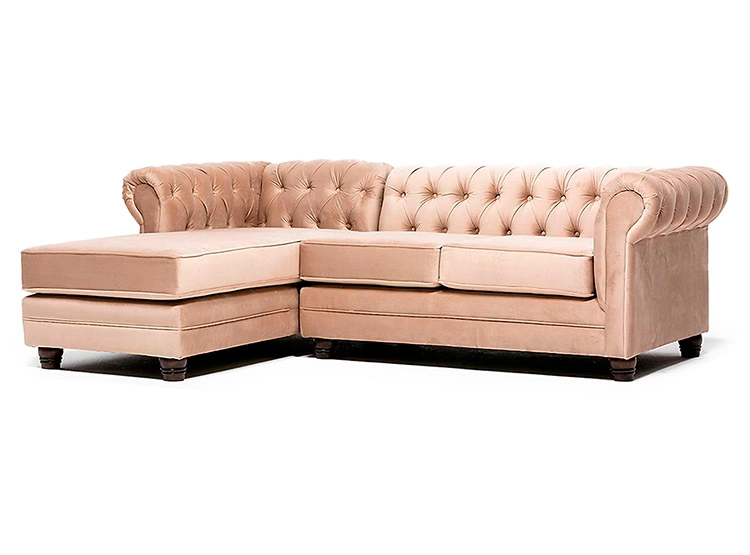 SOFÁ SECCIONAL BARRA DESIGN CHESTERFIELD IZQUIERDO 3 CUERPOS FELPA - 1