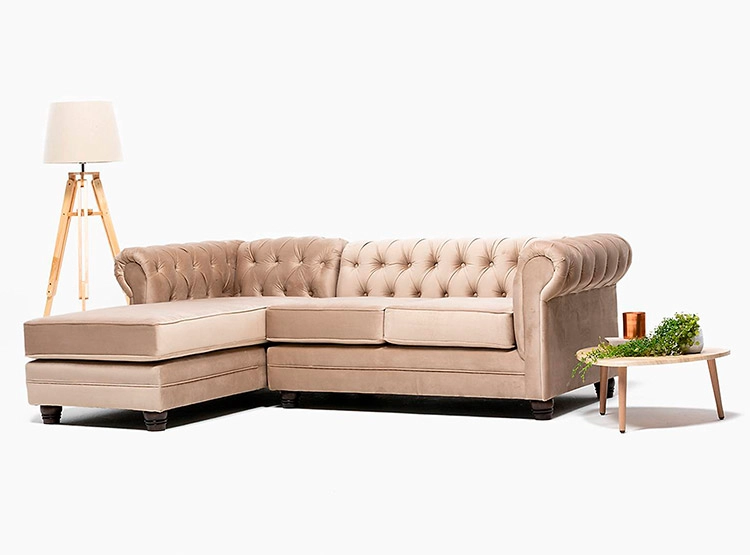 SOFÁ SECCIONAL BARRA DESIGN CHESTERFIELD IZQUIERDO 3 CUERPOS FELPA - 4