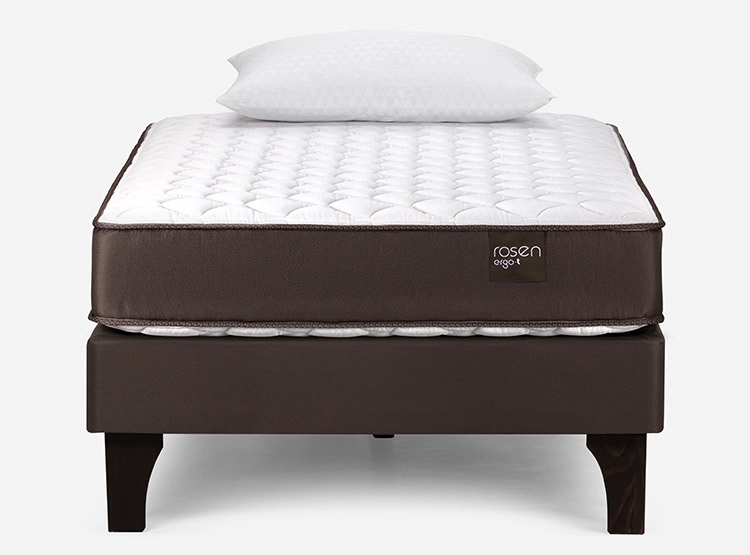 JUEGO DE DORMITORIO ROSEN CAMA EUROPEA ERGO T NEW 1.5 PLAZAS CAFÉ + ALMOHADA - 1
