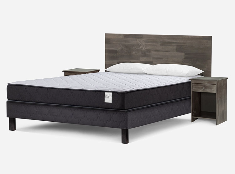 JUEGO DE DORMITORIO ROSEN CAMA EUROPEA WAVE 2 PLAZAS GRAFITO + SET TABOR GRIS + ALMOHADAS - 2