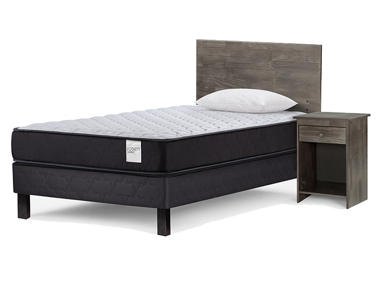 JUEGO DE DORMITORIO ROSEN CAMA EUROPEA WAVE 1 PLAZA + SET TABOR GRIS + ALMOHADAS - 2