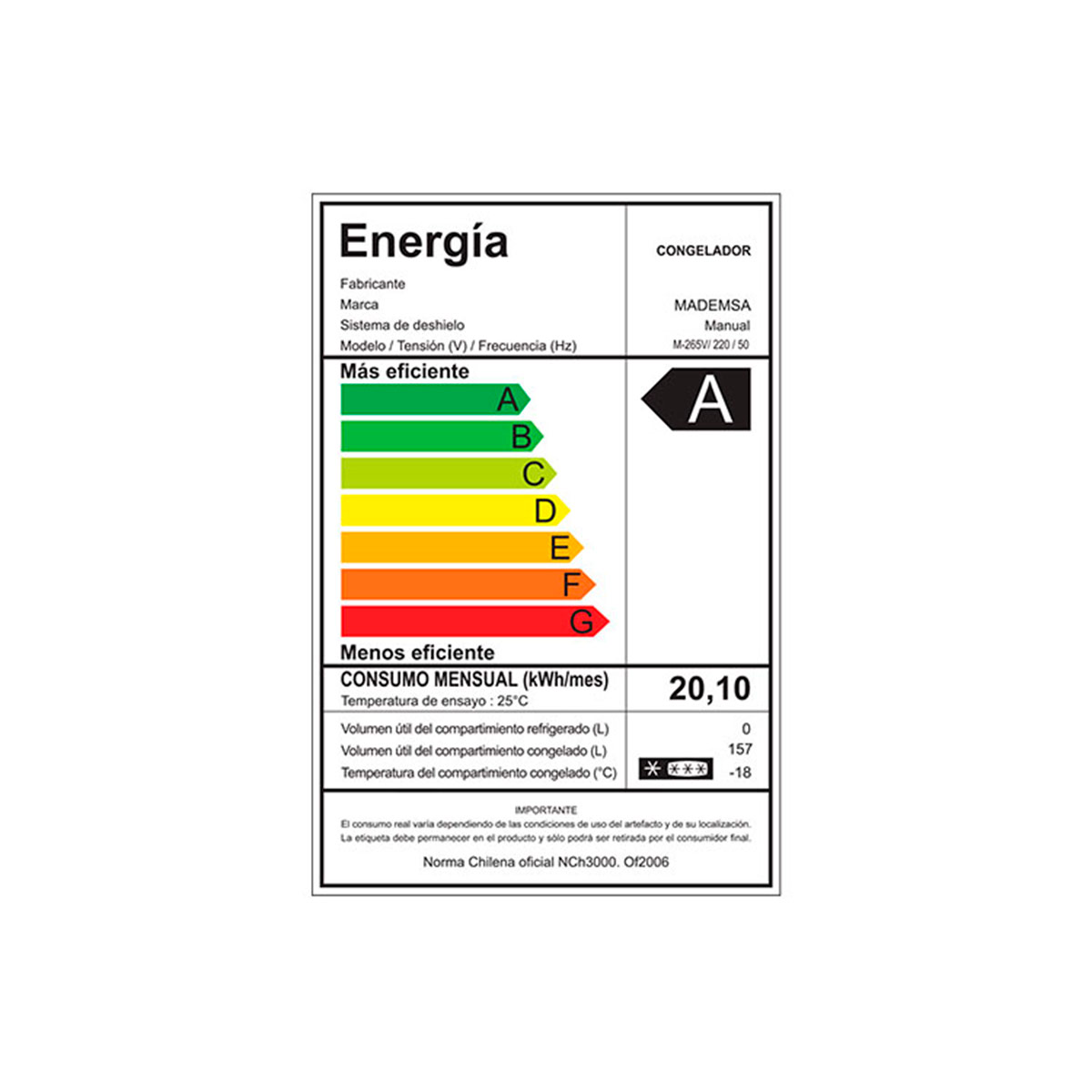 CONGELADOR VERTICAL MADEMSA M-265V 168L GRIS - 8