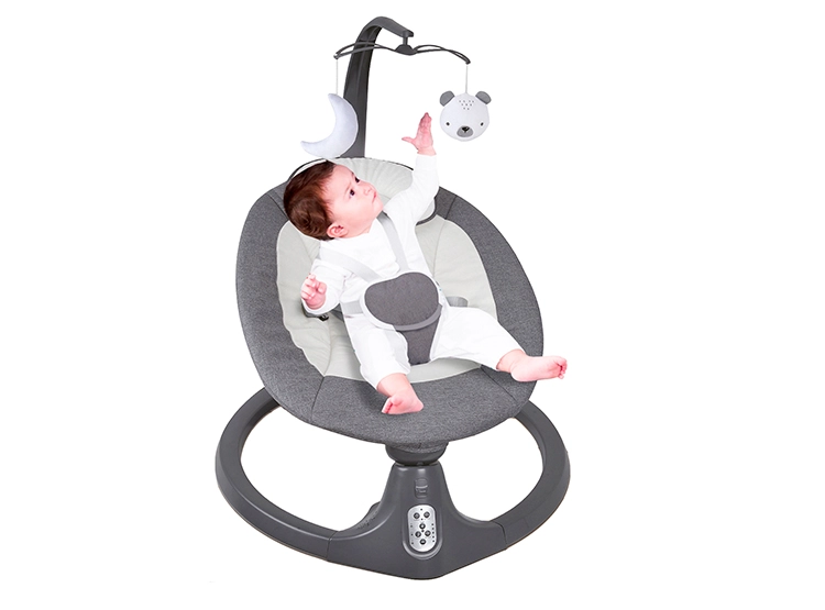 SILLA NIDO BEBE MECEDORA BABY SWING CON BLUETOOTH GRIS - 2