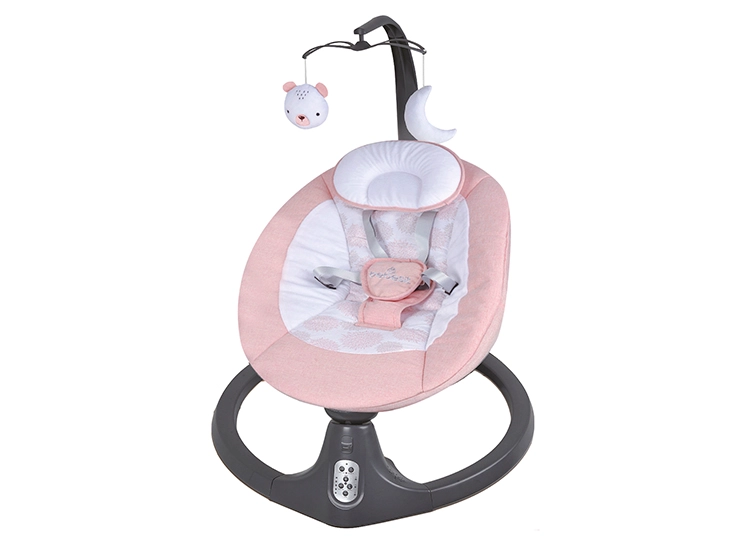 SILLA NIDO BEBE MECEDORA BABY SWING CON BLUETOOTH ROSADA - 1
