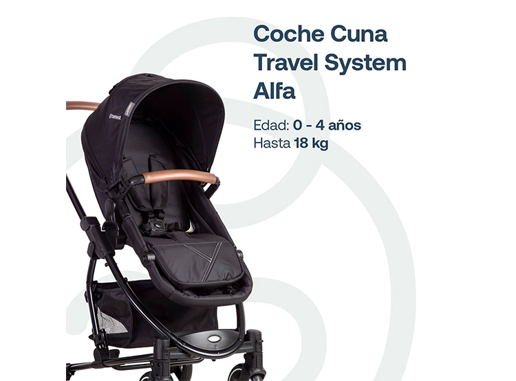 COCHE CUNA TRAVEL SYSTEM BEBE ALFA CON ACCESORIOS NEGRO - 5