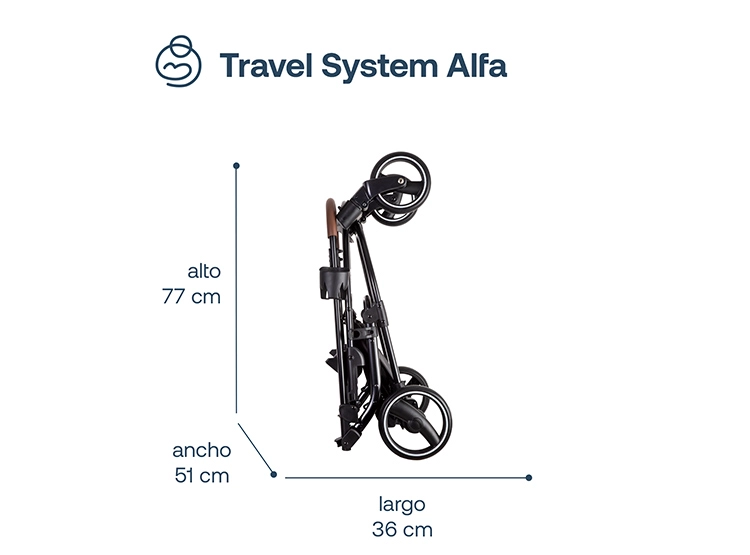 COCHE CUNA TRAVEL SYSTEM BEBE ALFA CON ACCESORIOS NEGRO - 9