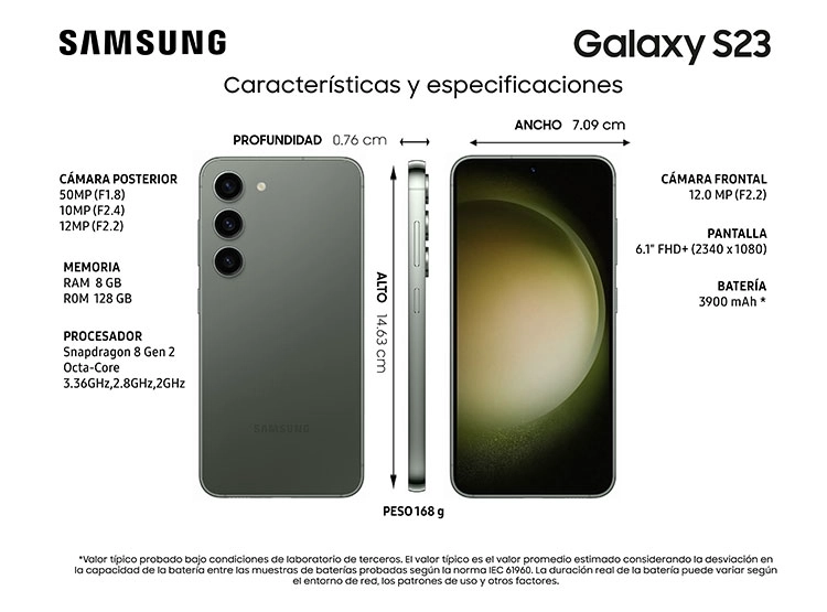 CELULAR SAMSUNG GALAXY S23 5G 128 GB 8 GB RAM 12MP 6.1" - 8