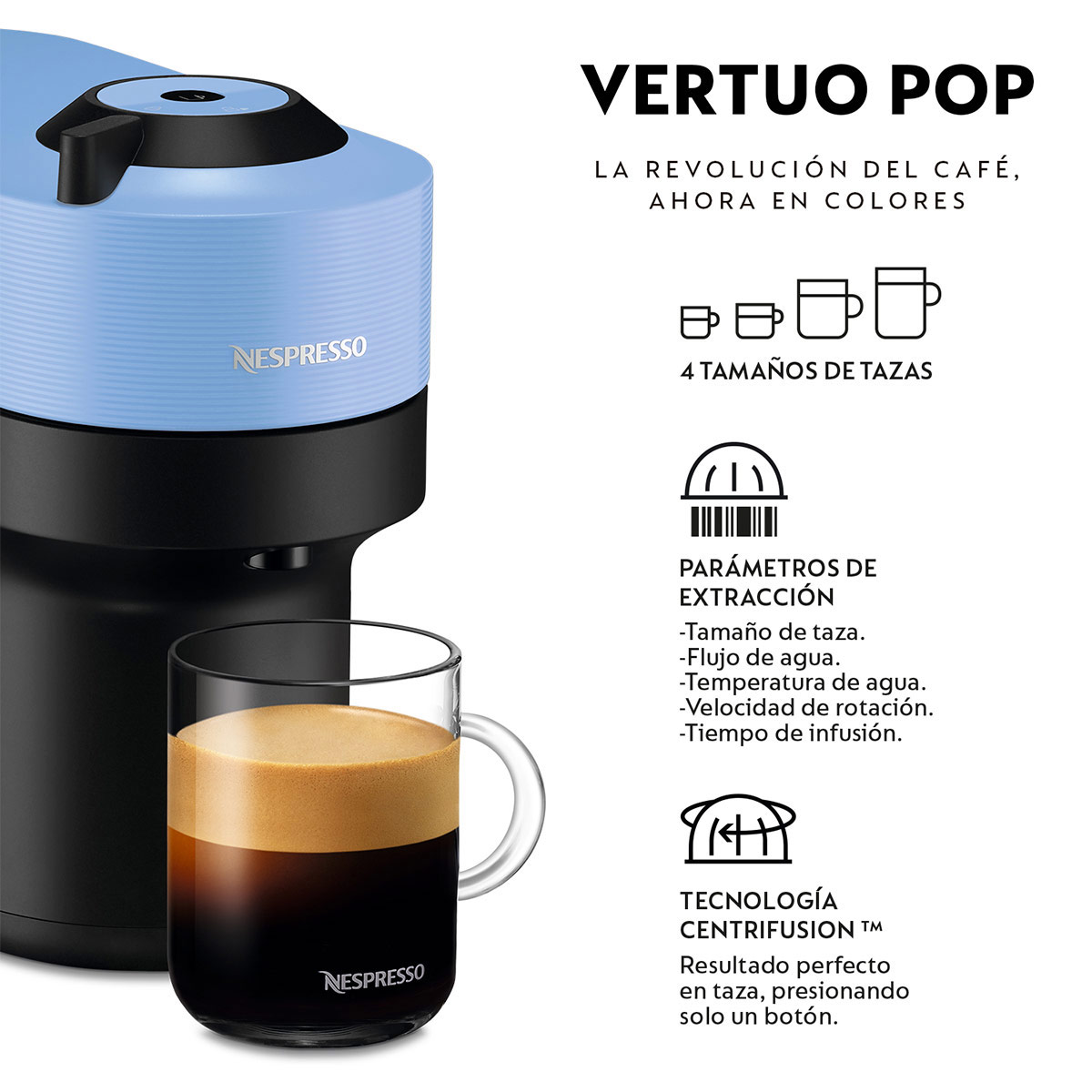 CAFETERA NESPRESSO CÁPSULA VERTUO POP AZUL + ESPUMADOR DE LECHE AEROCCINO 3 - 3