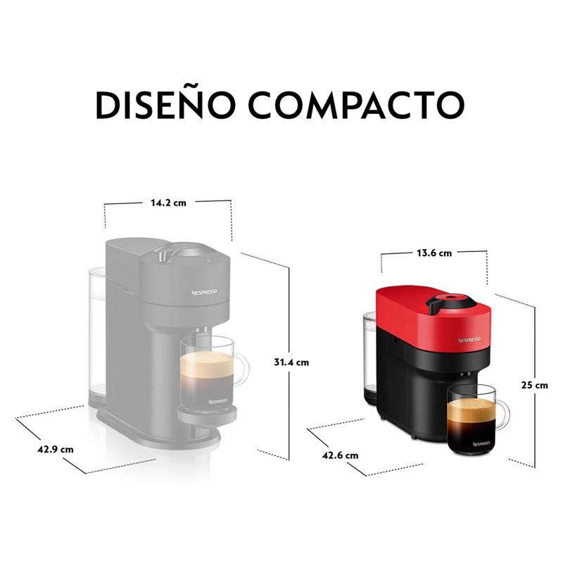 CAFETERA NESPRESSO CÁPSULA VERTUO POP ROJO - 6