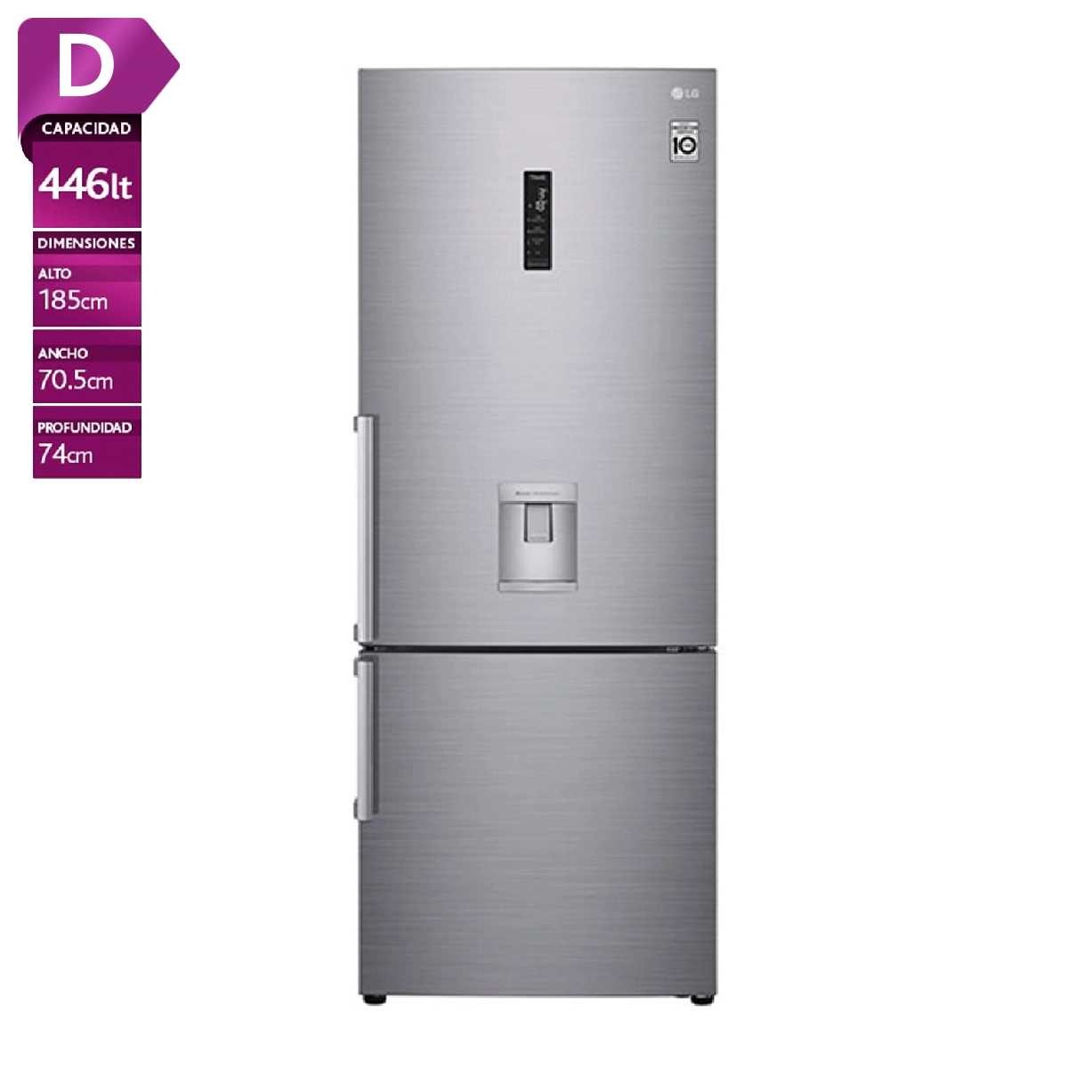 REFRIGERADOR LG BOTTOM FREEZER NO FROST 461 L DOOR COOLING GB45SGP - 1