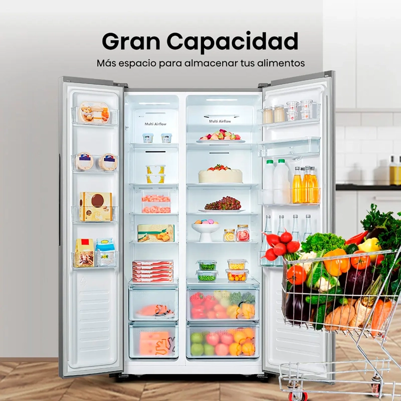 REFRIGERADOR SIDE BY SIDE HISENSE RC-67WS2 508L NO FROST PLATA - 4
