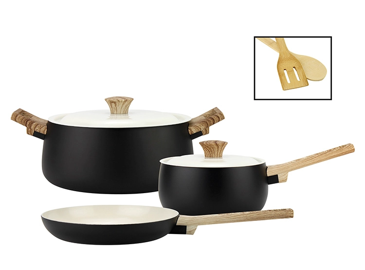 BATERÍA DE COCINA FANTUZZI BIELLA NEGRO 7 PIEZAS - 1