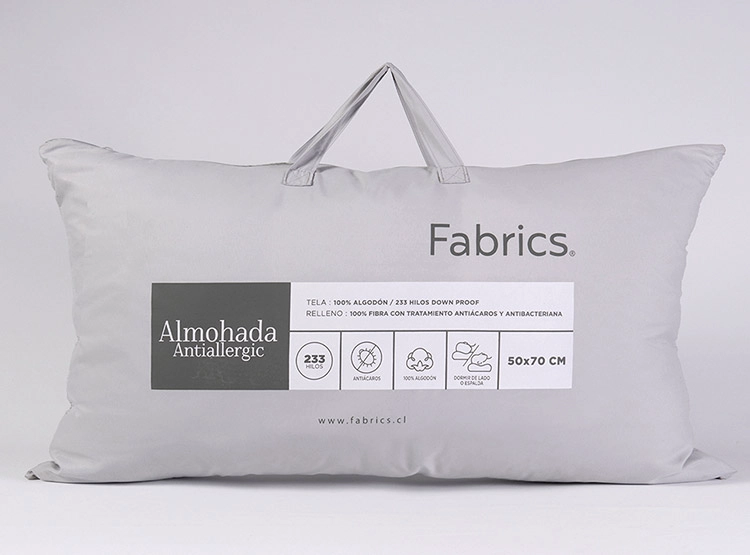 ALMOHADA FABRICS ANTIALLERGIC 90 X 50 CM ALGODÓN BLANCO - 1