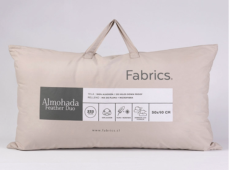 ALMOHADA FABRICS FEATHER DUO 90 X 50 CM ALGODÓN BLANCO - 1
