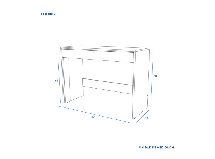 ESCRITORIO ROMA 2 CAJONES 120X80X45 OLMO BLANCO - 3