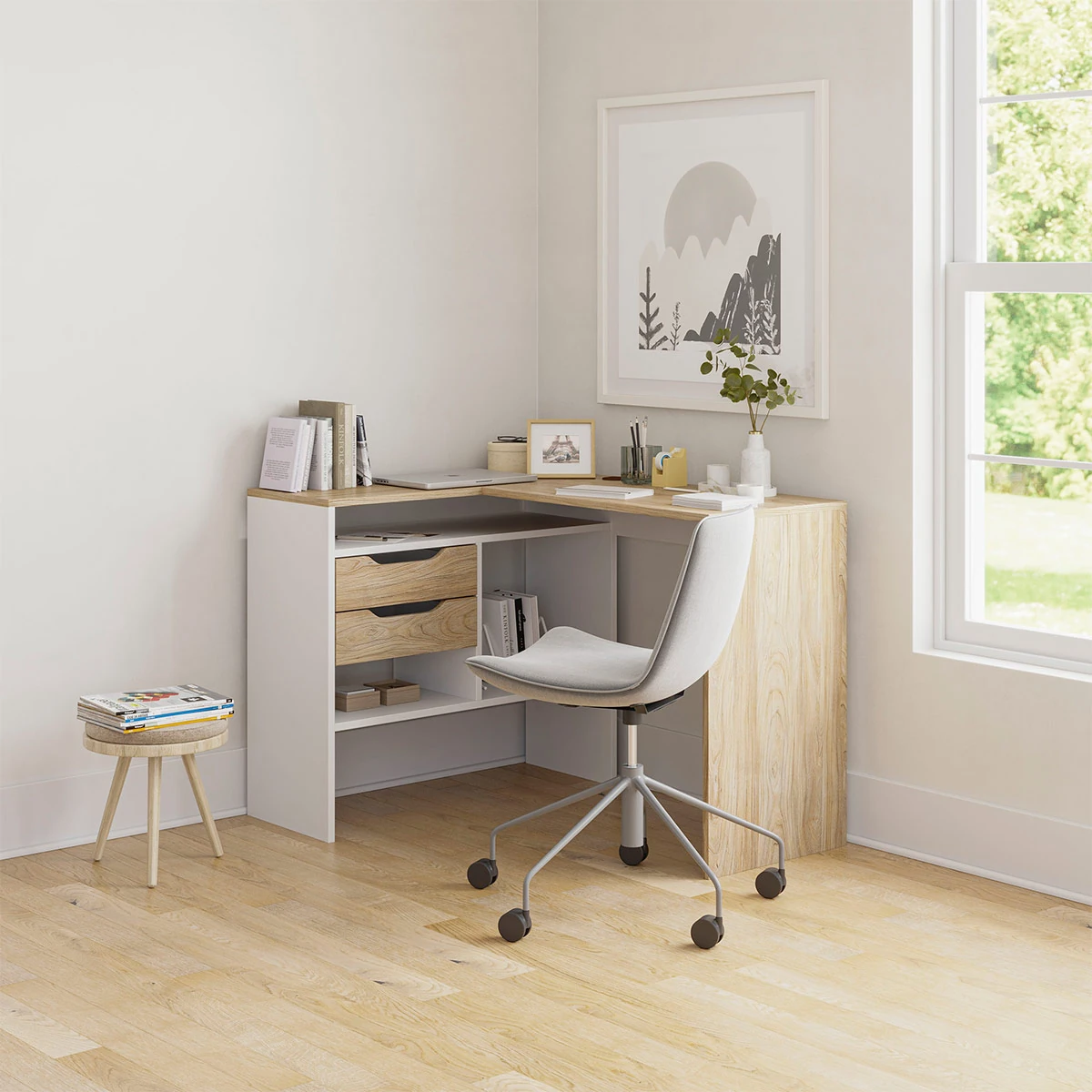 ESCRITORIO MILAN 2 CAJONES 91,5X80X115 BLANCO OLMO - 2